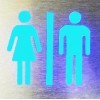 CARTEL LED "TOILET"  AZUL 110 x 110 mm  1W