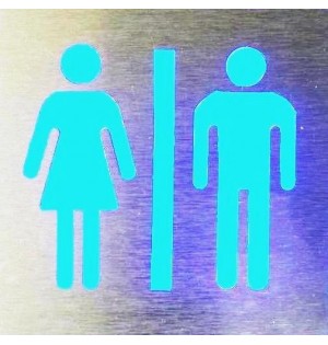 CARTEL LED "TOILIET" AZUL 200 x 200 mm  3W